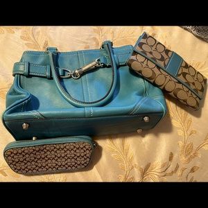 Coach Bundle - Bag, Wallet with Checkbook Cover and Sunglasses Holder